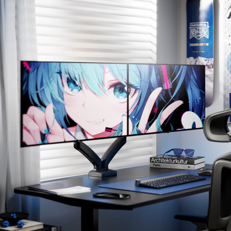 モニターアーム デスク用二軸可動式2画面モニタースタンド